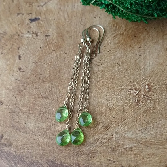 24k Gold Peridot Earrings - Picture 2 of 6